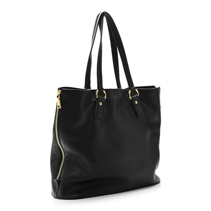 Prada Vitello Daino Side Pocket Tote Black 3 of 9