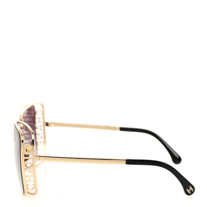 Chanel Metal Logo Square Sunglasses 71541 Gold 3 of 8