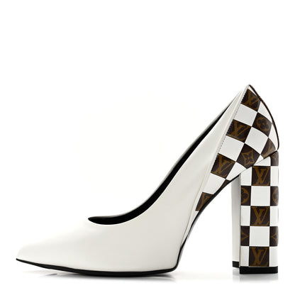 Louis Vuitton Calfskin Monogram Damier Tressage Matchmake Pumps 36 White 1 of 9