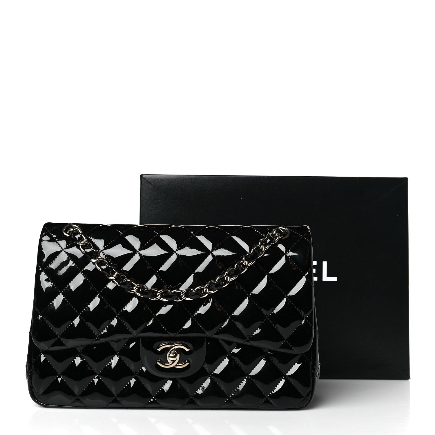 Chanel Patent Quilted Jumbo Double Flap Black 10 of 10