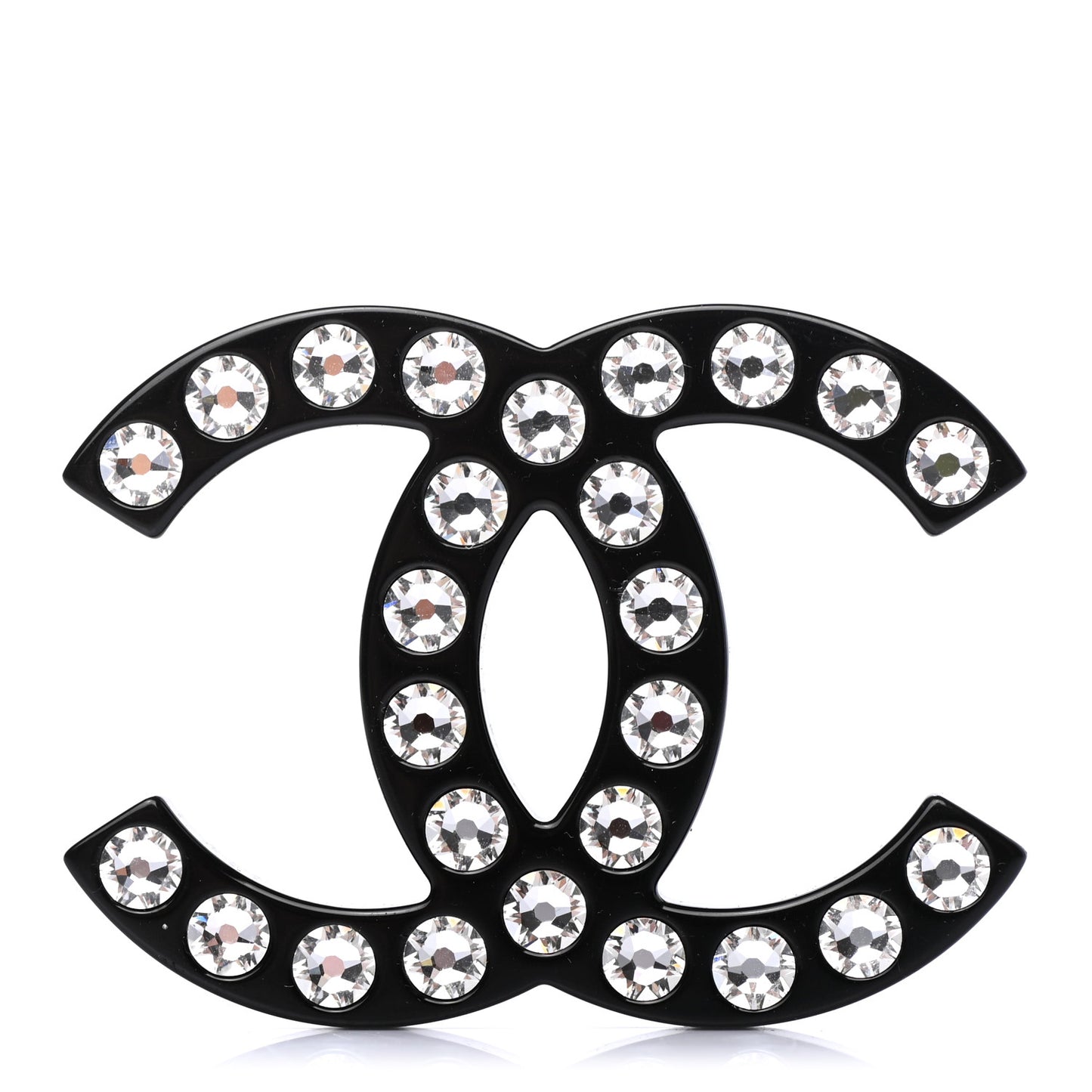 Resin Crystal CC Brooch Black