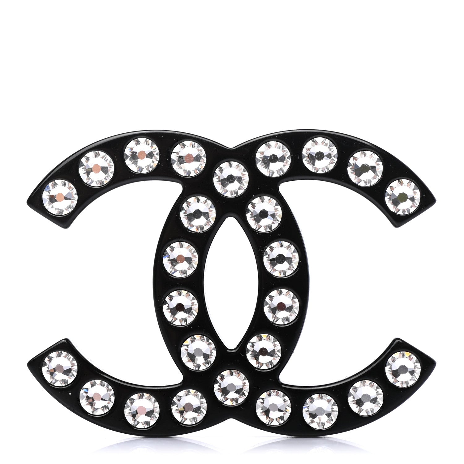Chanel Resin Crystal CC Brooch Black 1 of 3