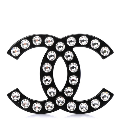 Chanel Resin Crystal CC Brooch Black 1 of 3