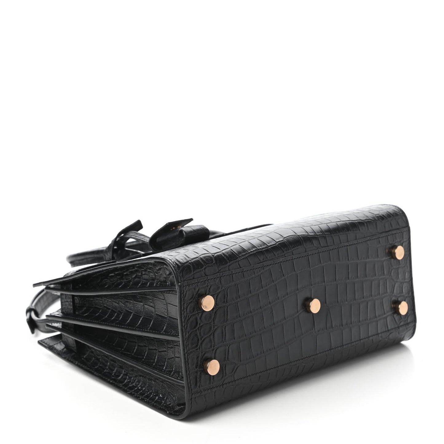 Calfskin Crocodile Embossed Baby Sac De Jour Black