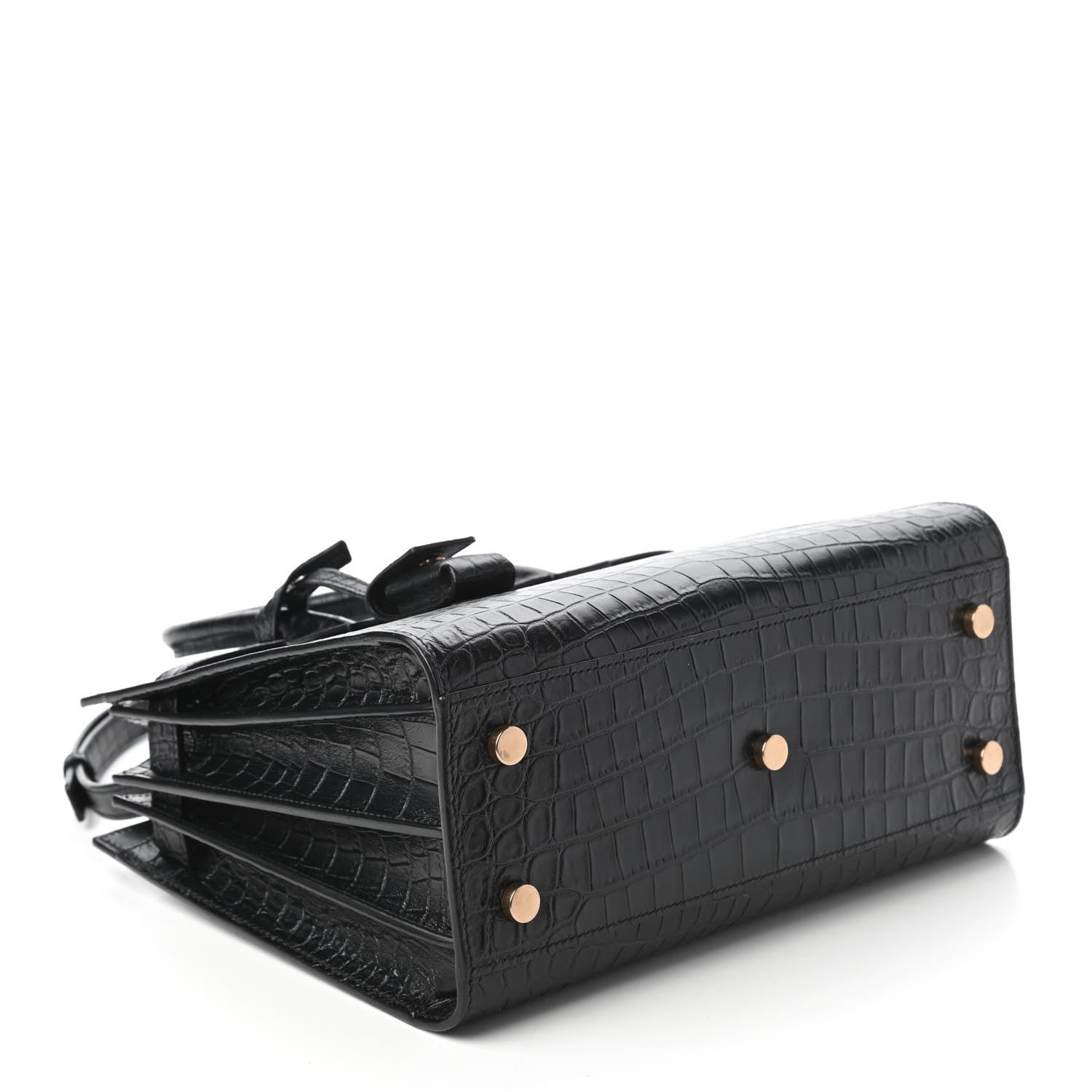 Saint Laurent Calfskin Crocodile Embossed Baby Sac De Jour Black 4 of 9