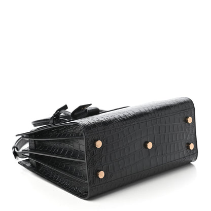 Saint Laurent Calfskin Crocodile Embossed Baby Sac De Jour Black 4 of 9