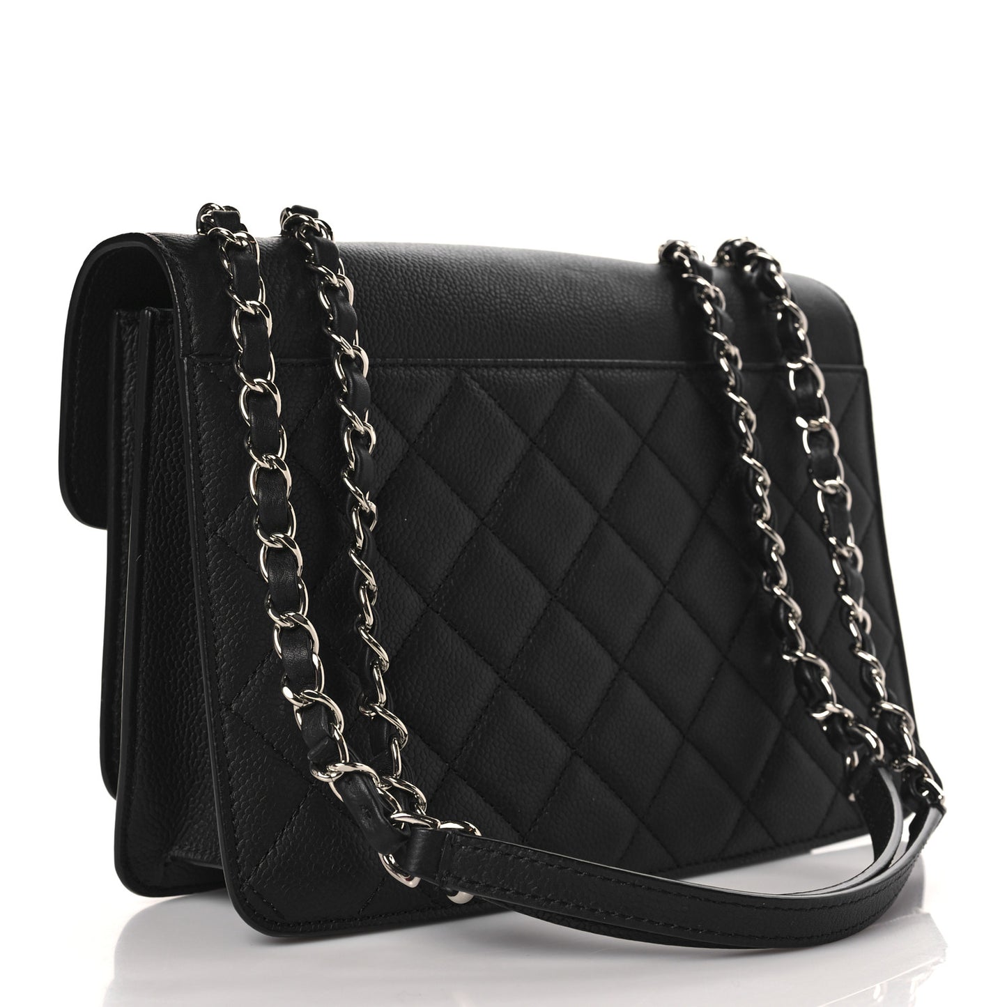 Caviar Quilted Small CC Box Top Handle Flap Black