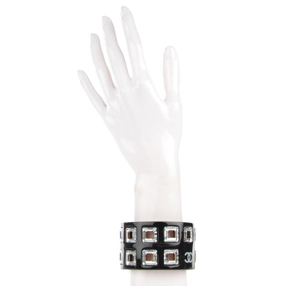 Chanel Resin Baguette Crystal CC Cuff Black 2 of 6