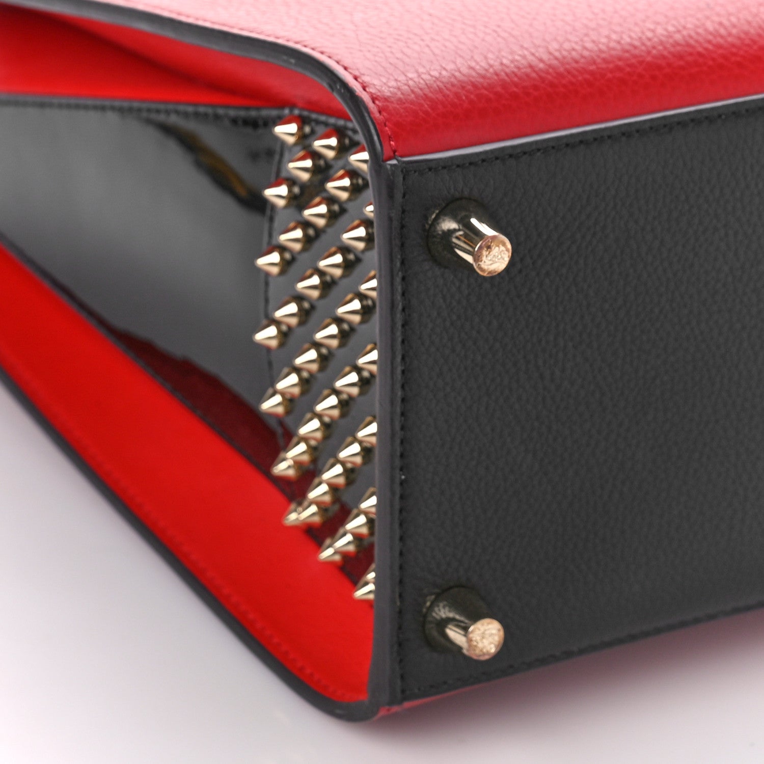 Christian Louboutin Calfskin Patent Studded Medium Paloma Black Carmin 9 of 12