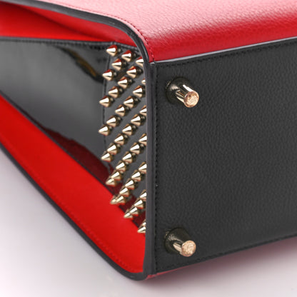 Christian Louboutin Calfskin Patent Studded Medium Paloma Black Carmin 9 of 12