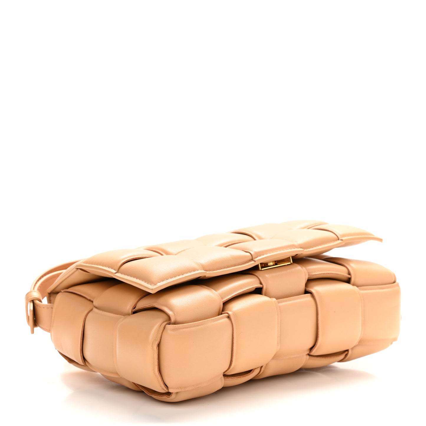 Nappa Maxi Intreccio Padded Cassette Crossbody Bag Almond
