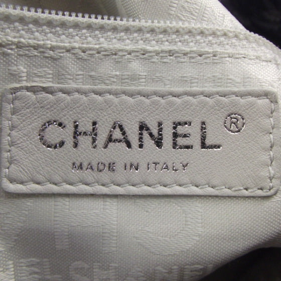 Chanel Leather Contrast Stitch Drawstring Tote Navy 9 of 11