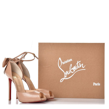 Christian Louboutin Kid Dos Noeud Bow 120 Pumps 38.5 Nude 9 of 9