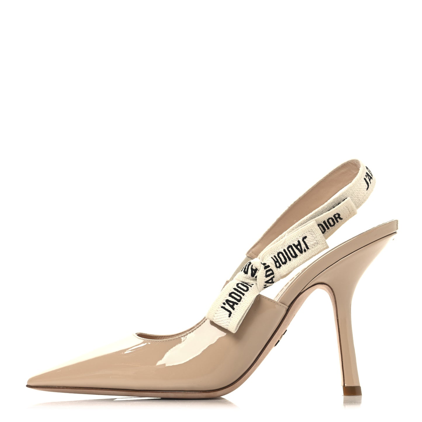 Patent Ribbon J'Adior Slingback 100mm Pumps 38.5 Nude