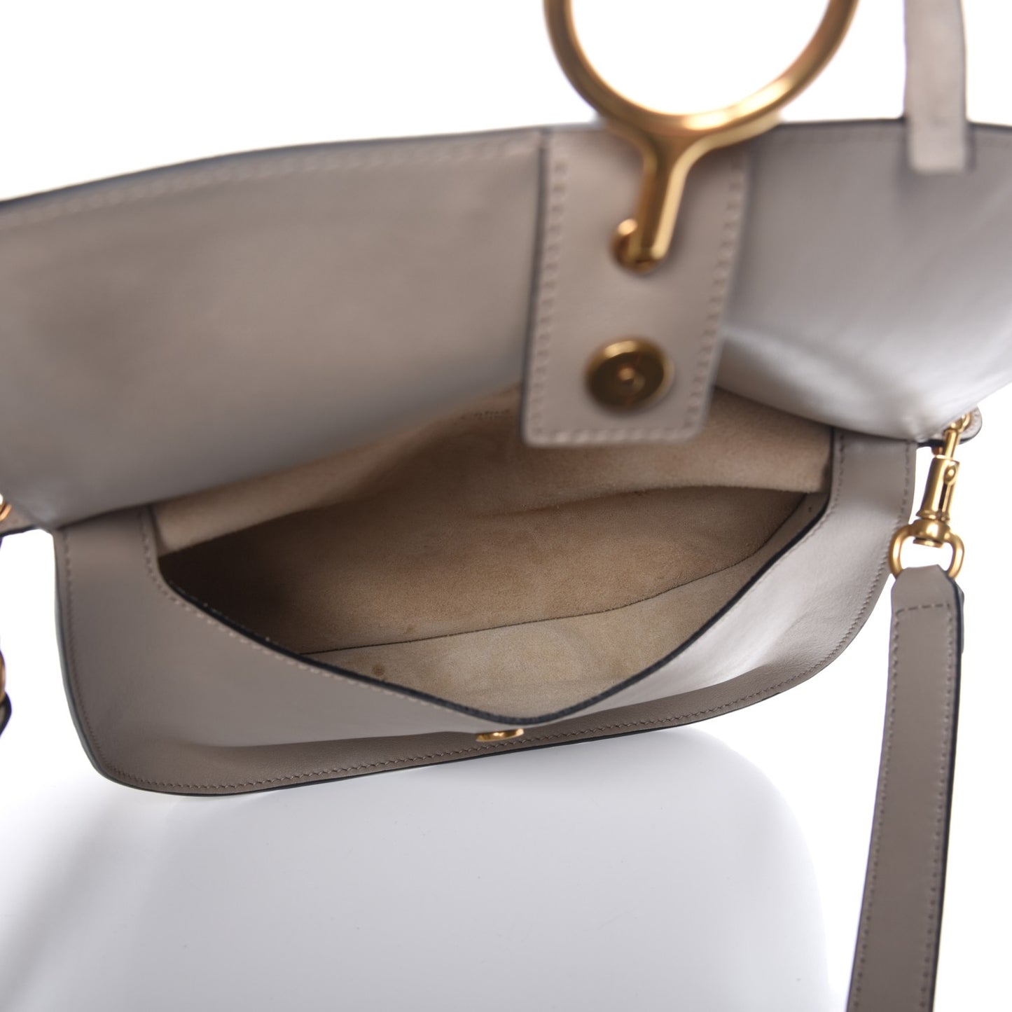 Suede Smooth Calfskin Mini Kurtis Shoulder Bag Motty Grey
