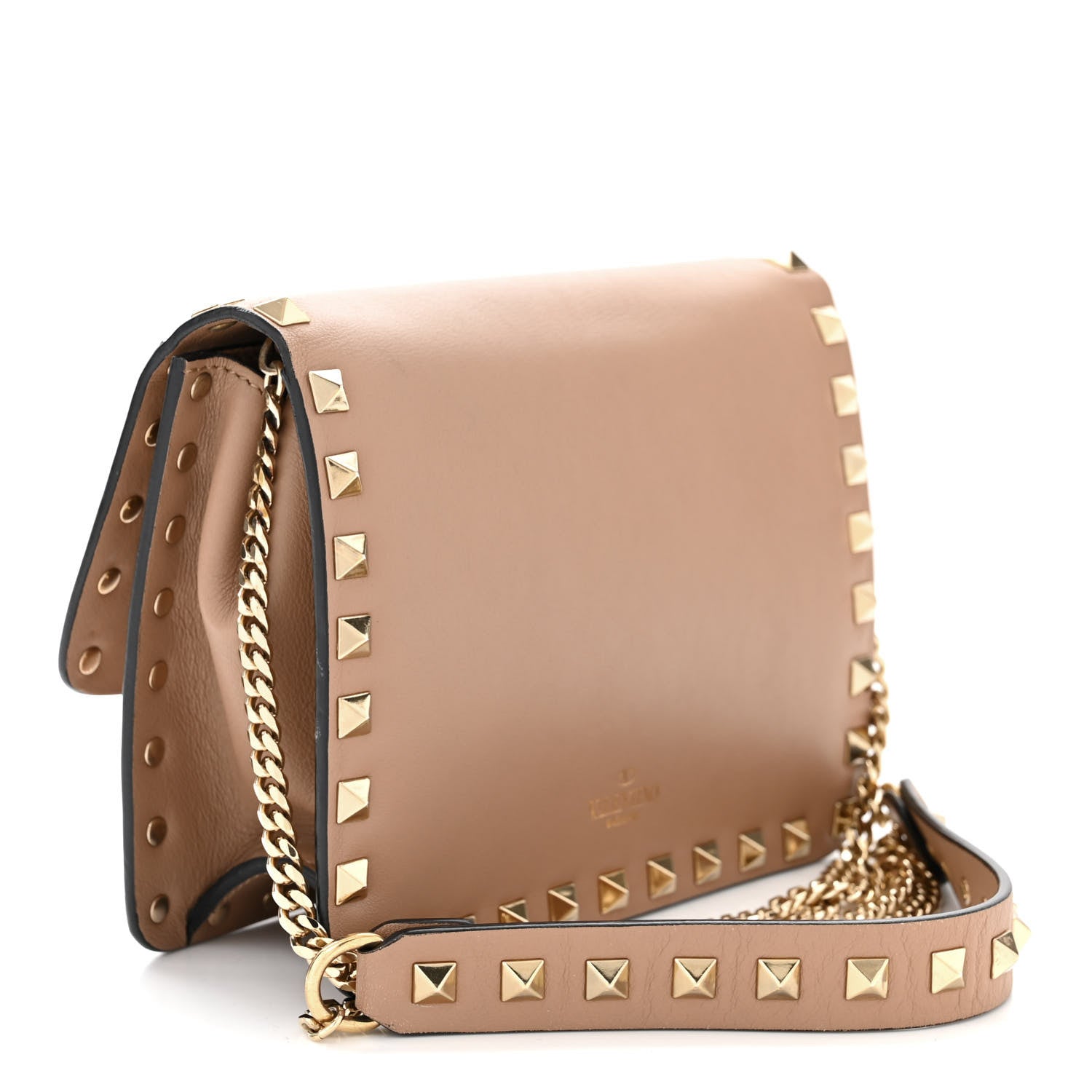 Valentino Garavani Vitello Rockstud Chain Flap Crossbody Bag Poudre 3 of 10
