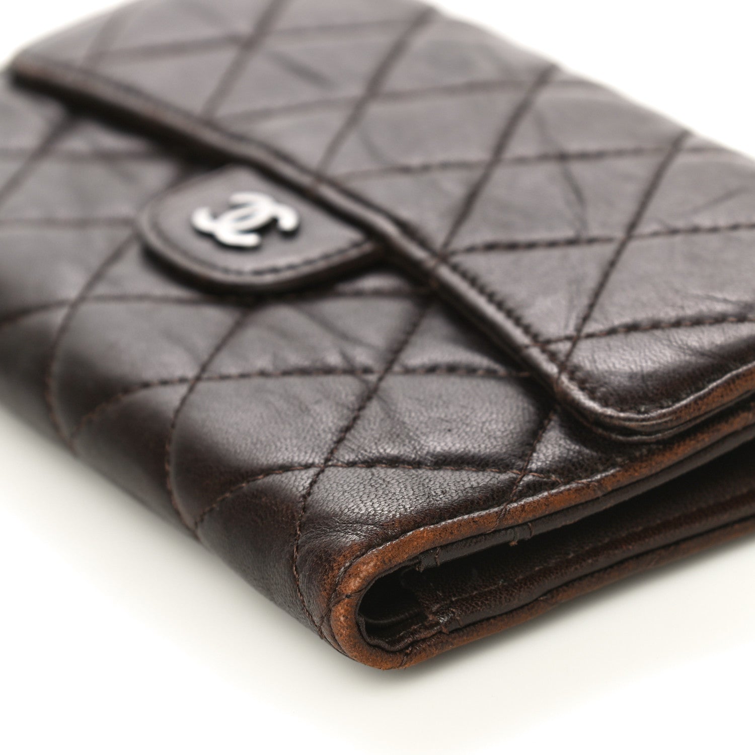 Chanel Lambskin Quilted Large Flap Wallet Dark Brown 11 of 30