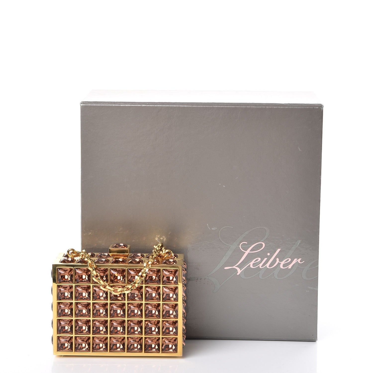 Judith Leiber Austrian Crystal Princess Minaudiere Light Brown 9 of 9