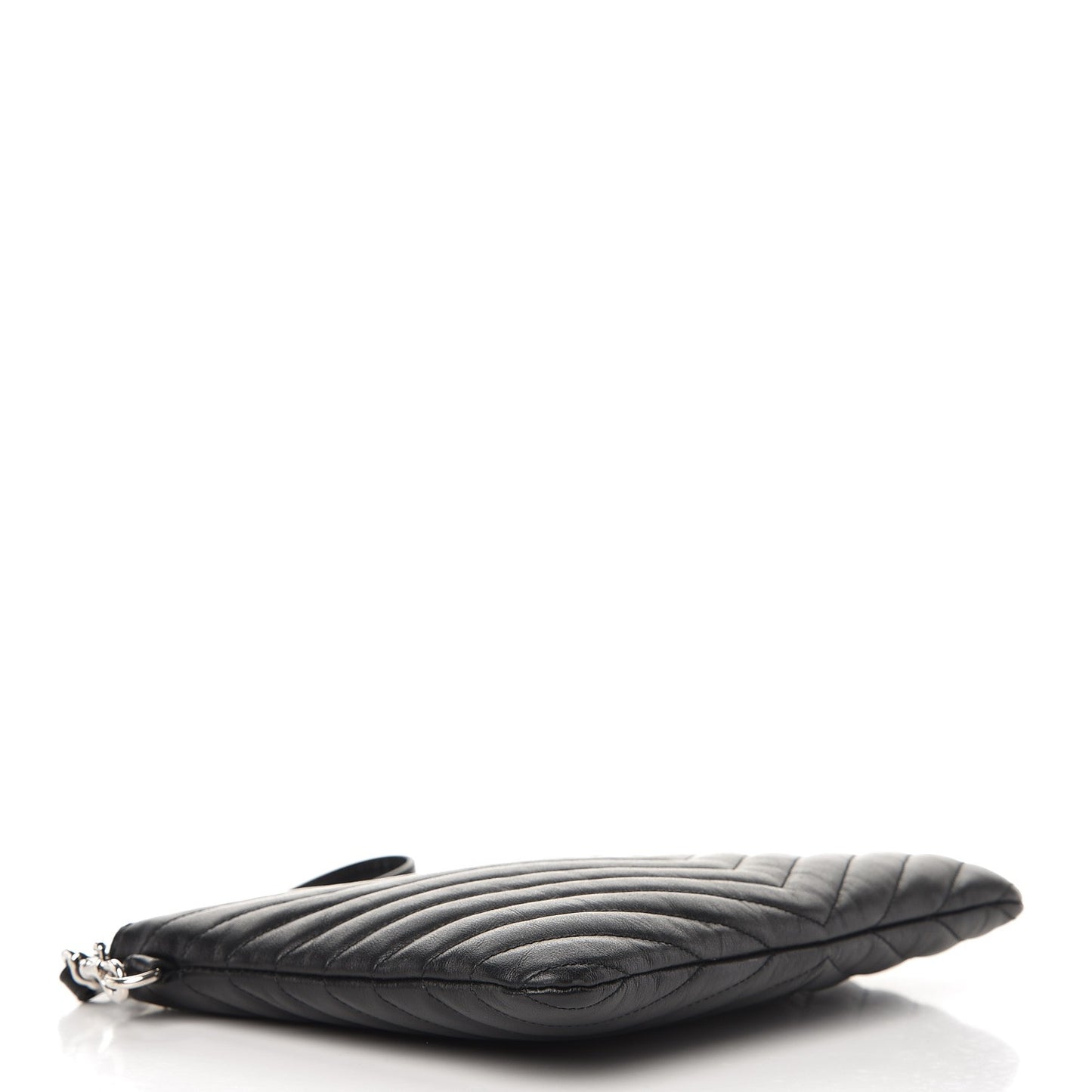 Calfskin Matelasse Chevron Monogram A5 Wristlet Black