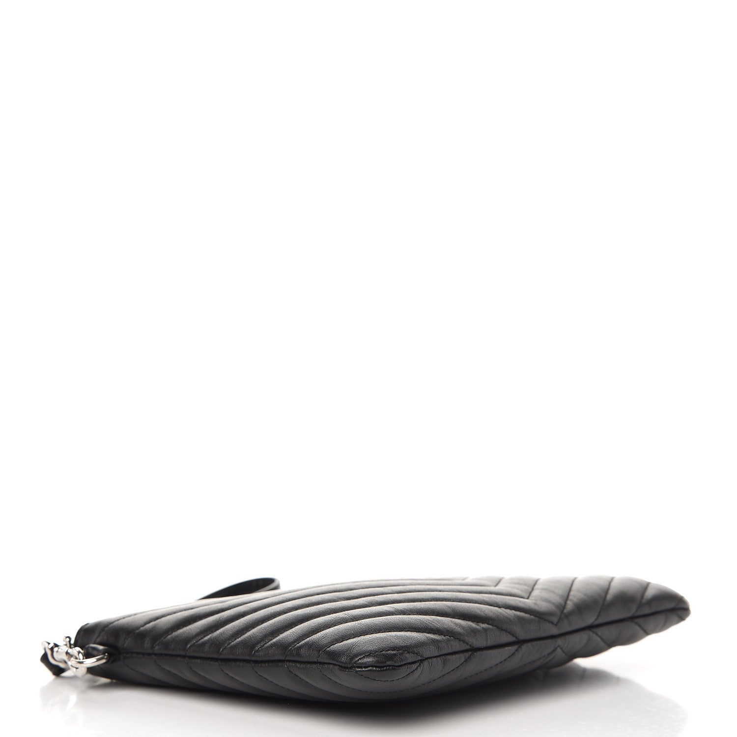 Saint Laurent Calfskin Matelasse Chevron Monogram A5 Wristlet Black 4 of 7