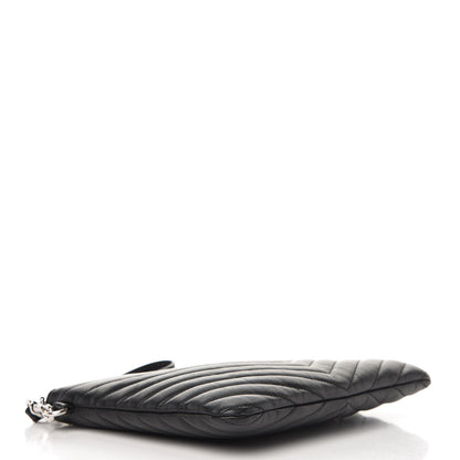Saint Laurent Calfskin Matelasse Chevron Monogram A5 Wristlet Black 4 of 7