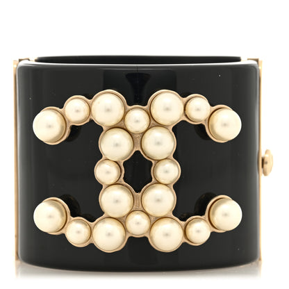 Chanel Resin Pearl CC Cuff Black 1 of 6
