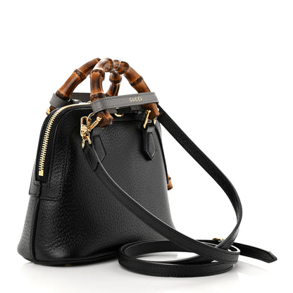 Gucci Textured Dollar Calfskin Mini Diana Dome Tote Bag Black Dusty Grey 3 of 10