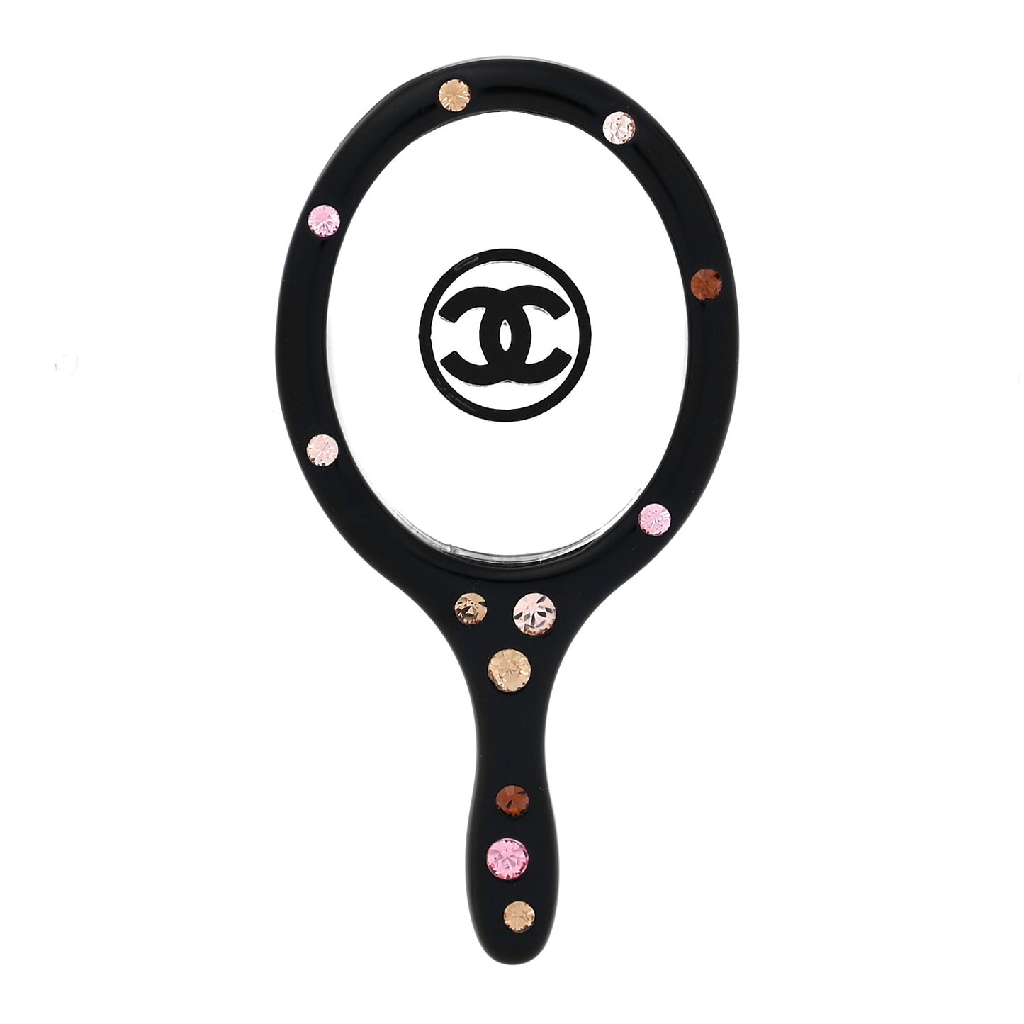 Resin Crystal Vanity Mirror Pin Brooch Black