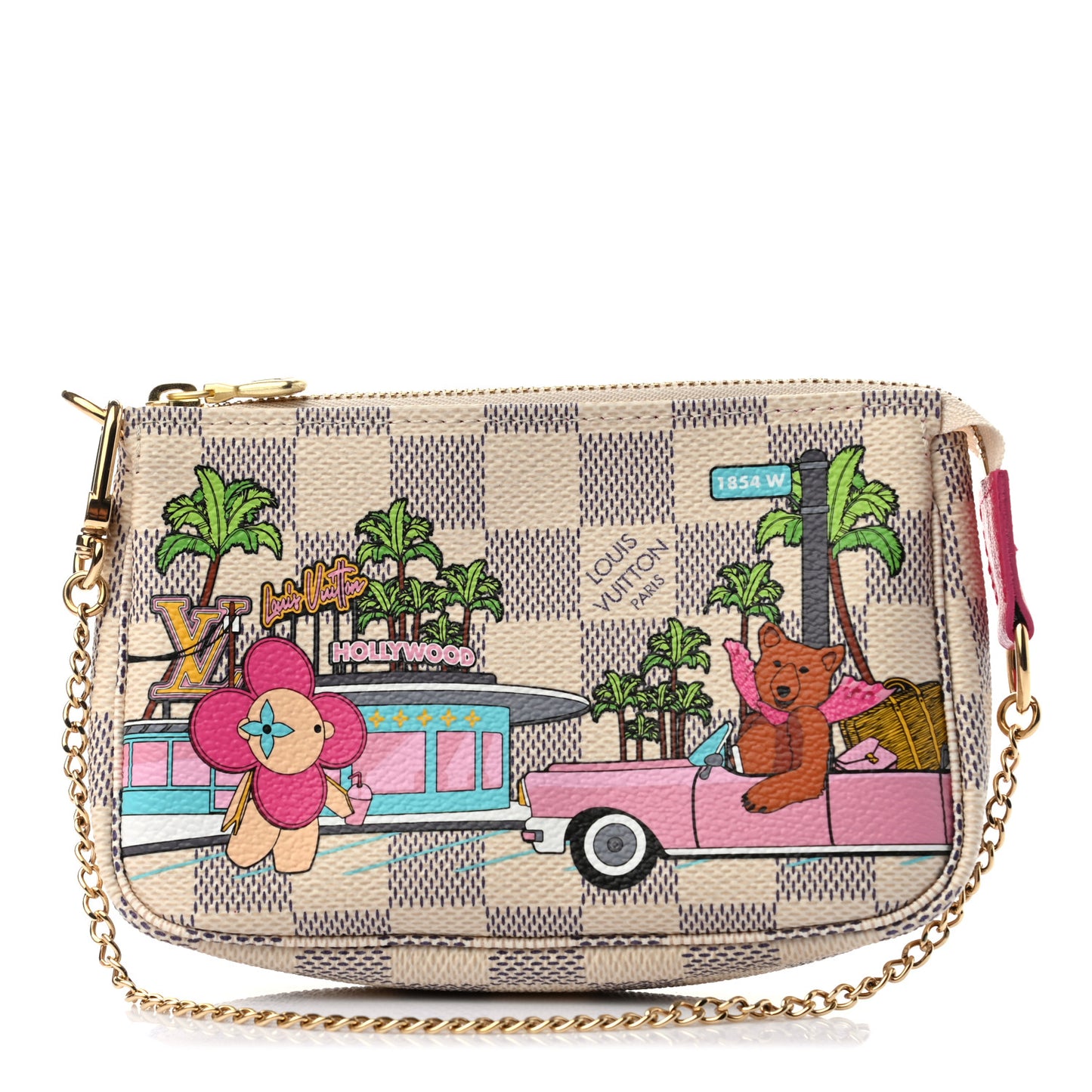 Damier Azur 2021 Christmas Animation Hollywood Mini Pochette Accessories Fuchsia