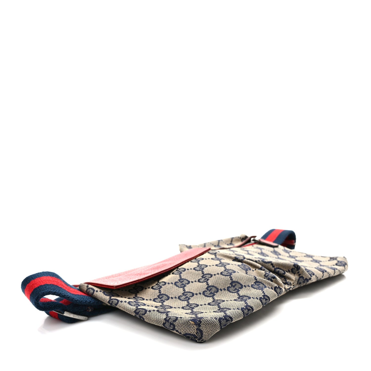 Gucci GG Monogram Web Double Pocket Belt Bag Navy Red 4 of 10