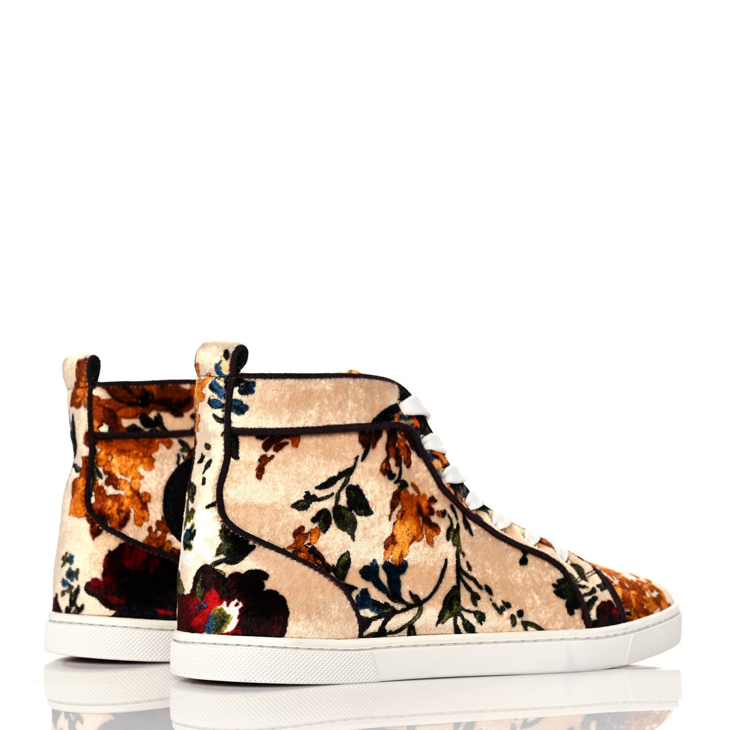Velvet Floral Bip Bip Orlato High Top Flat Sneakers 37 Beige