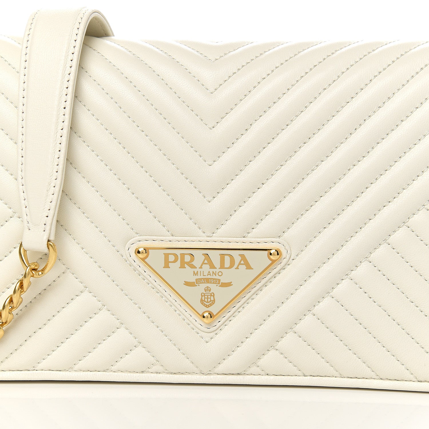 Prada Nappa Impunture Diagramme Chain Crossbody Bag Talco 8 of 8