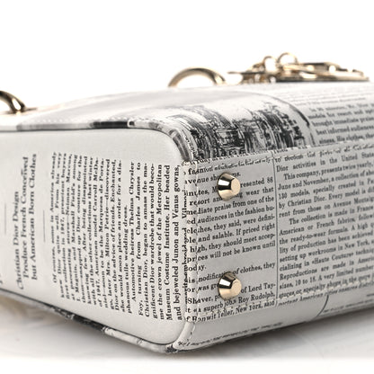 Christian Dior Calfskin Newspaper Printed Mini Lady Dior Black White 9 of 11