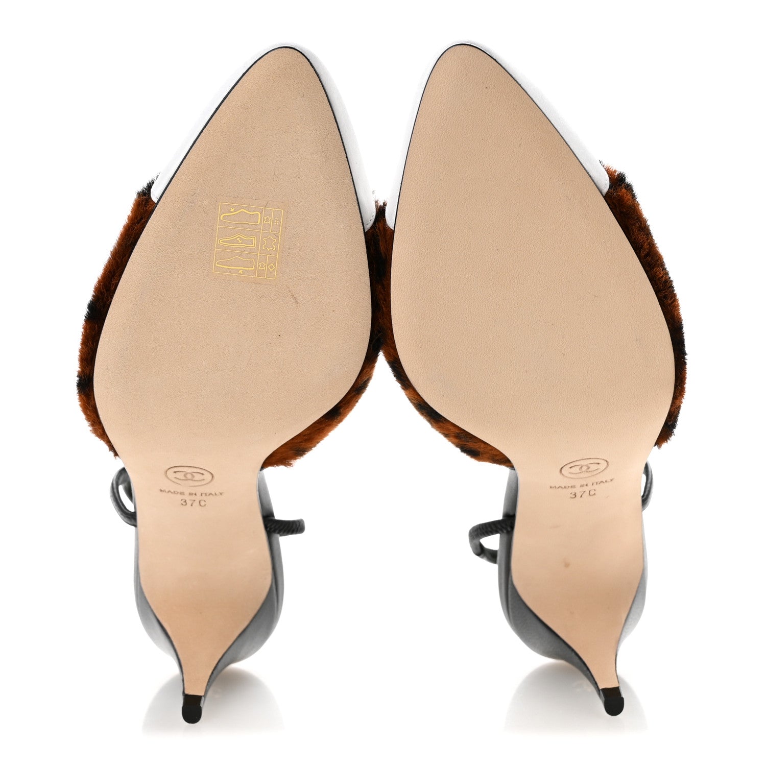 Chanel Pony Hair Lambskin Cap Toe CC Slingback Pumps 37 White Brown Black 6 of 10