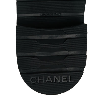 Chanel Shiny Lambskin Quilted Lace Up Combat Boots 36 Black 6 of 7