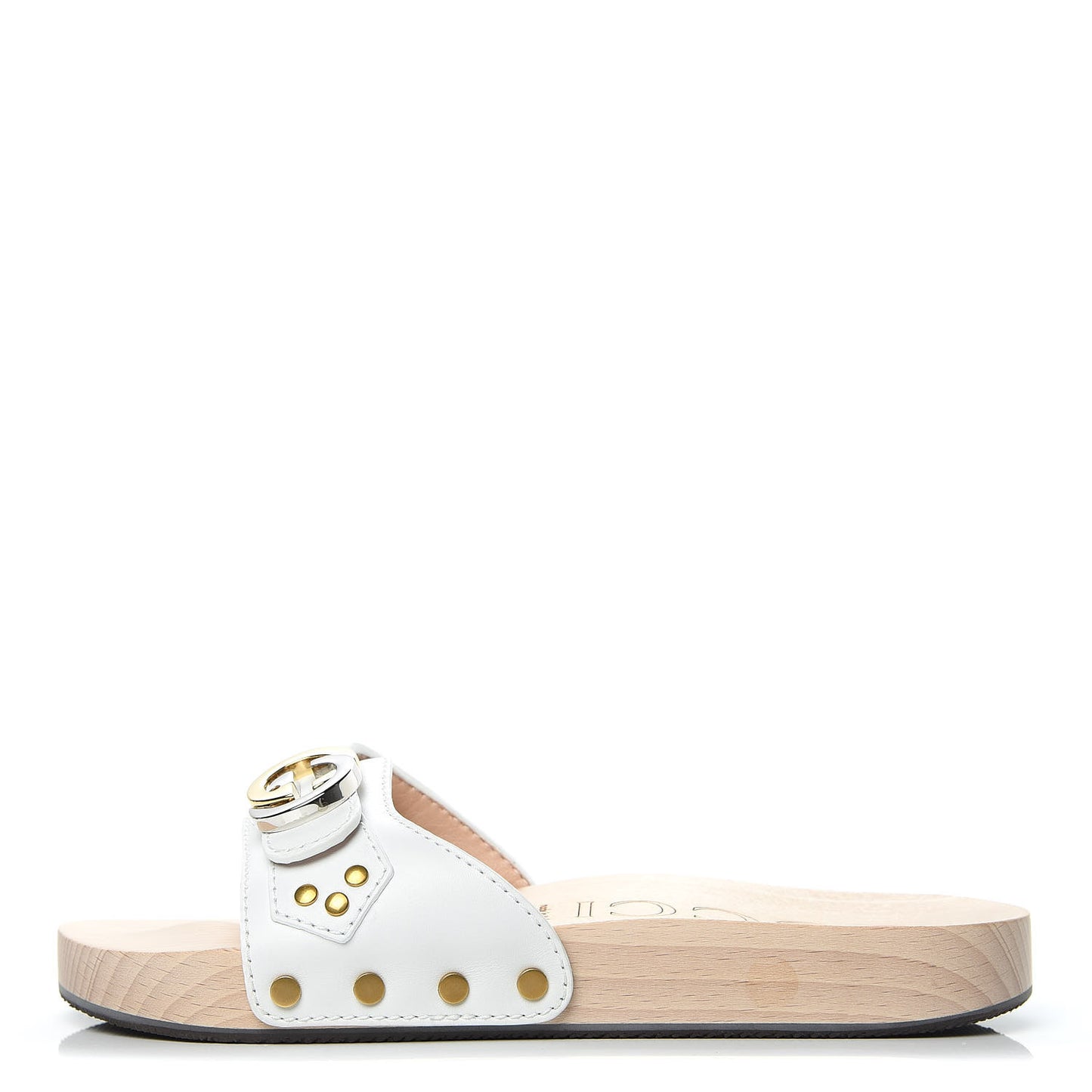 Calfskin Interlocking G Slide Sandals 36 Great White