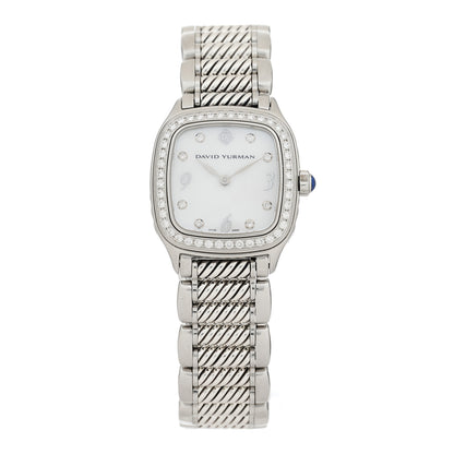 David Yurman Stainless Steel Diamond Bezel Mother of Pearl 25mm Thoroughbred Quartz Watch 1 of 5