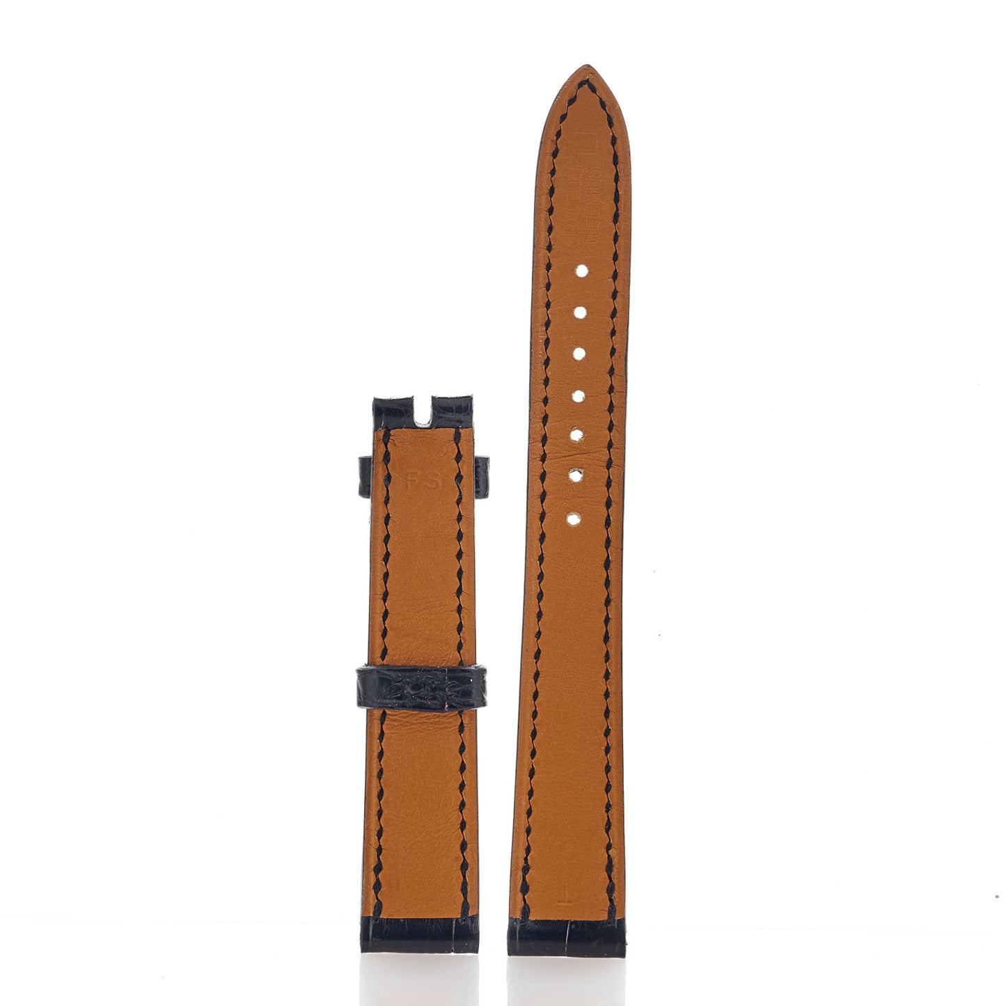 Shiny Alligator Heure H Hour Watch Strap Black