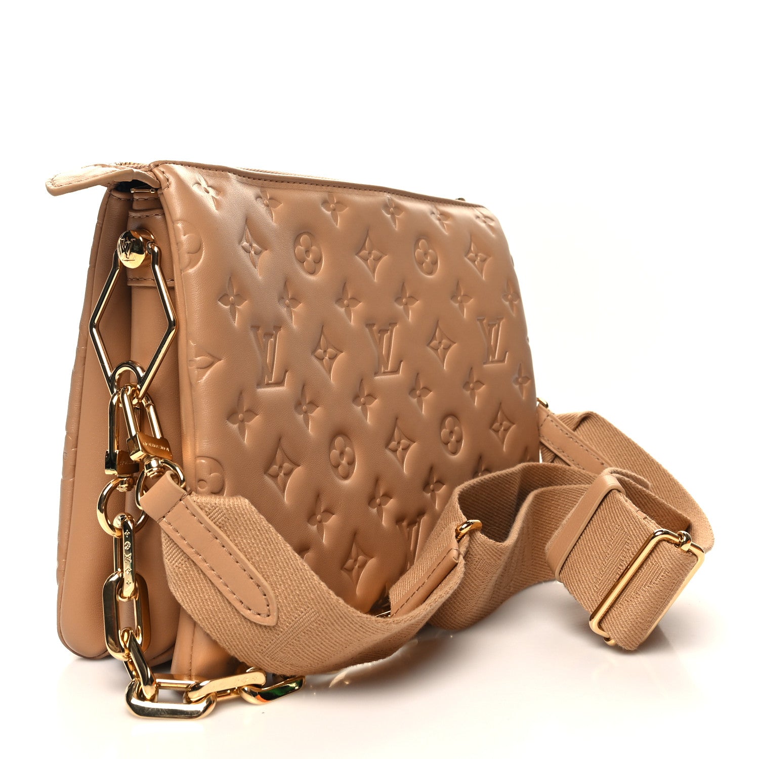 Louis Vuitton Lambskin Embossed Monogram Coussin PM Camel 3 of 13