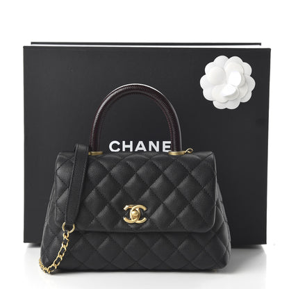 Chanel Caviar Lizard Embossed Quilted Mini Coco Handle Flap Black 11 of 11