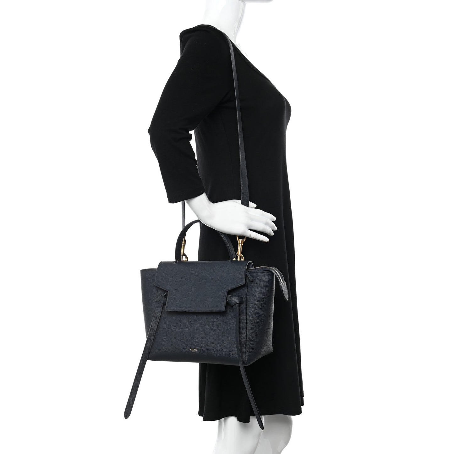 Grained Calfskin Micro Belt Bag Navy Blue