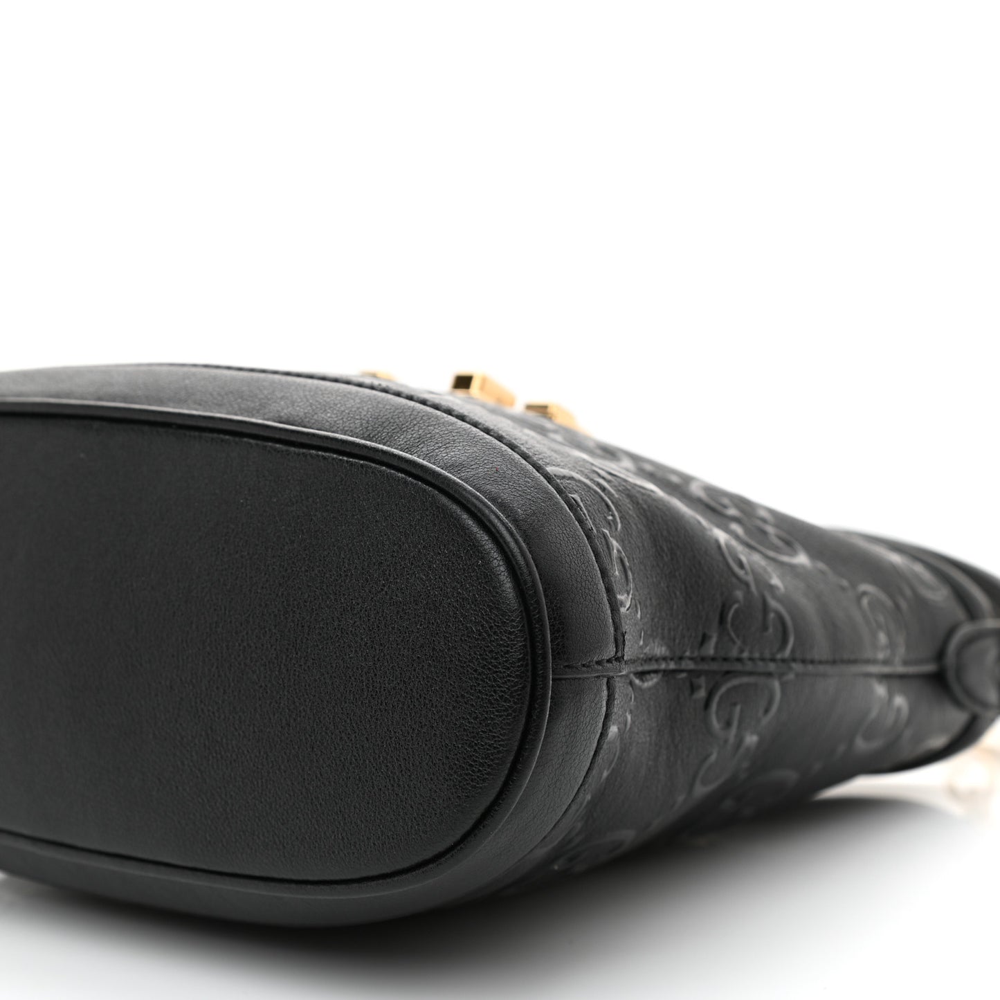 Wonka Grain Calfskin GG Monogram Debossed Small Padlock Shoulder Bag Black