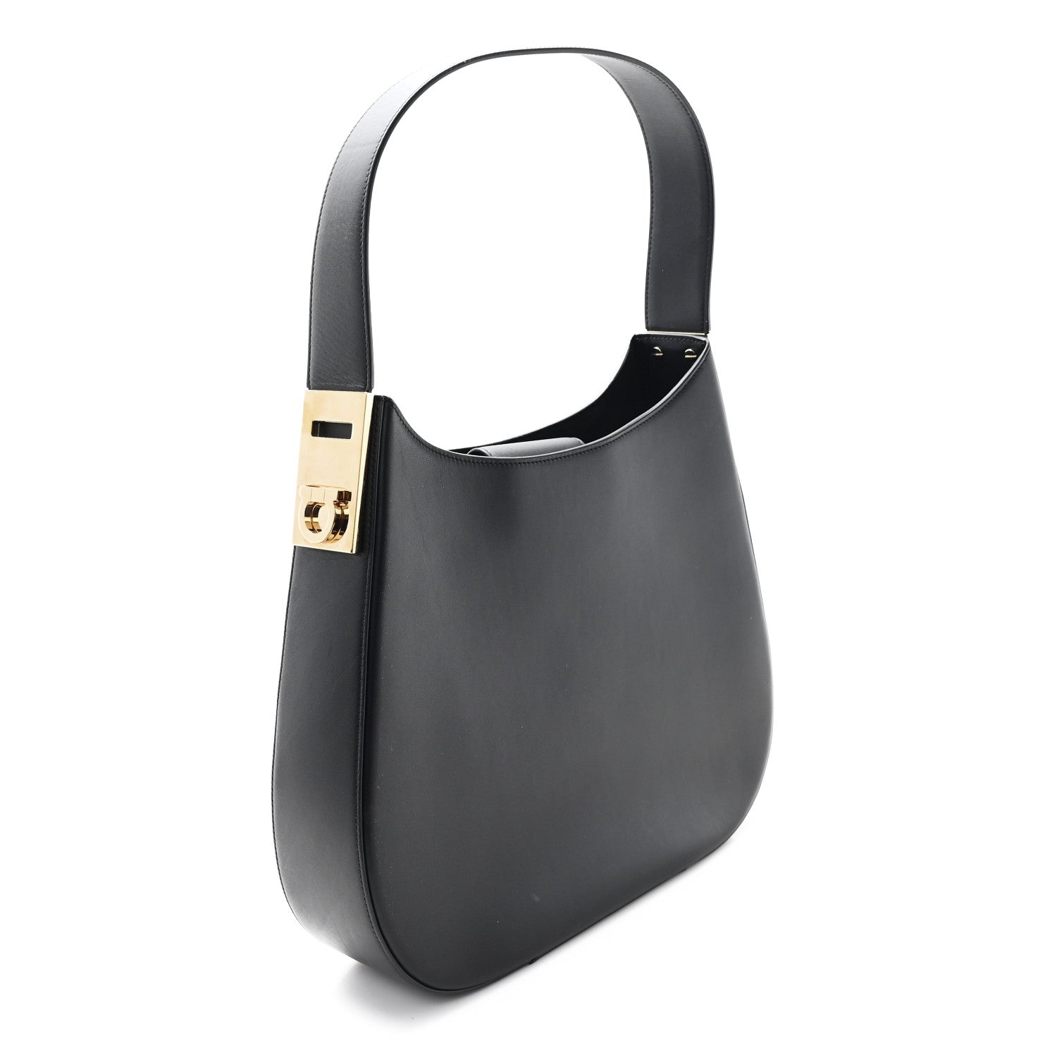 Salvatore Ferragamo Calfskin Medium Gancio Hobo Black 3 of 12