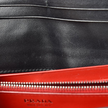 Prada Calfskin Studded Rings Continental Flap Wallet Black 10 of 12