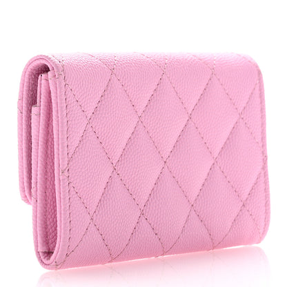Chanel Caviar Metal Perforated Quilted CC Flap Card Holder Pink Green 3 of 8