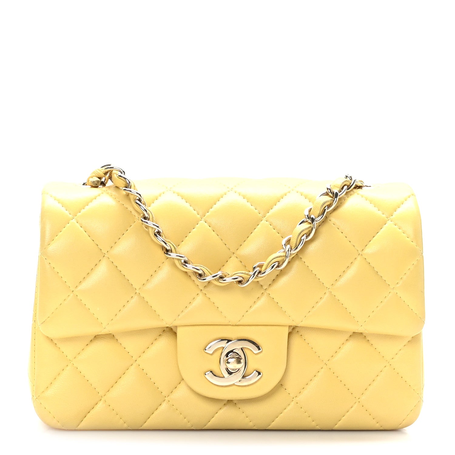 Chanel Lambskin Quilted Mini Rectangular Flap Yellow 1 of 10
