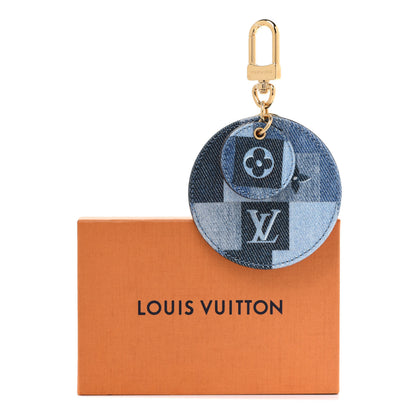 Louis Vuitton Denim Damier Monogram Patchwork Bag Charm Key Holder 4 of 4