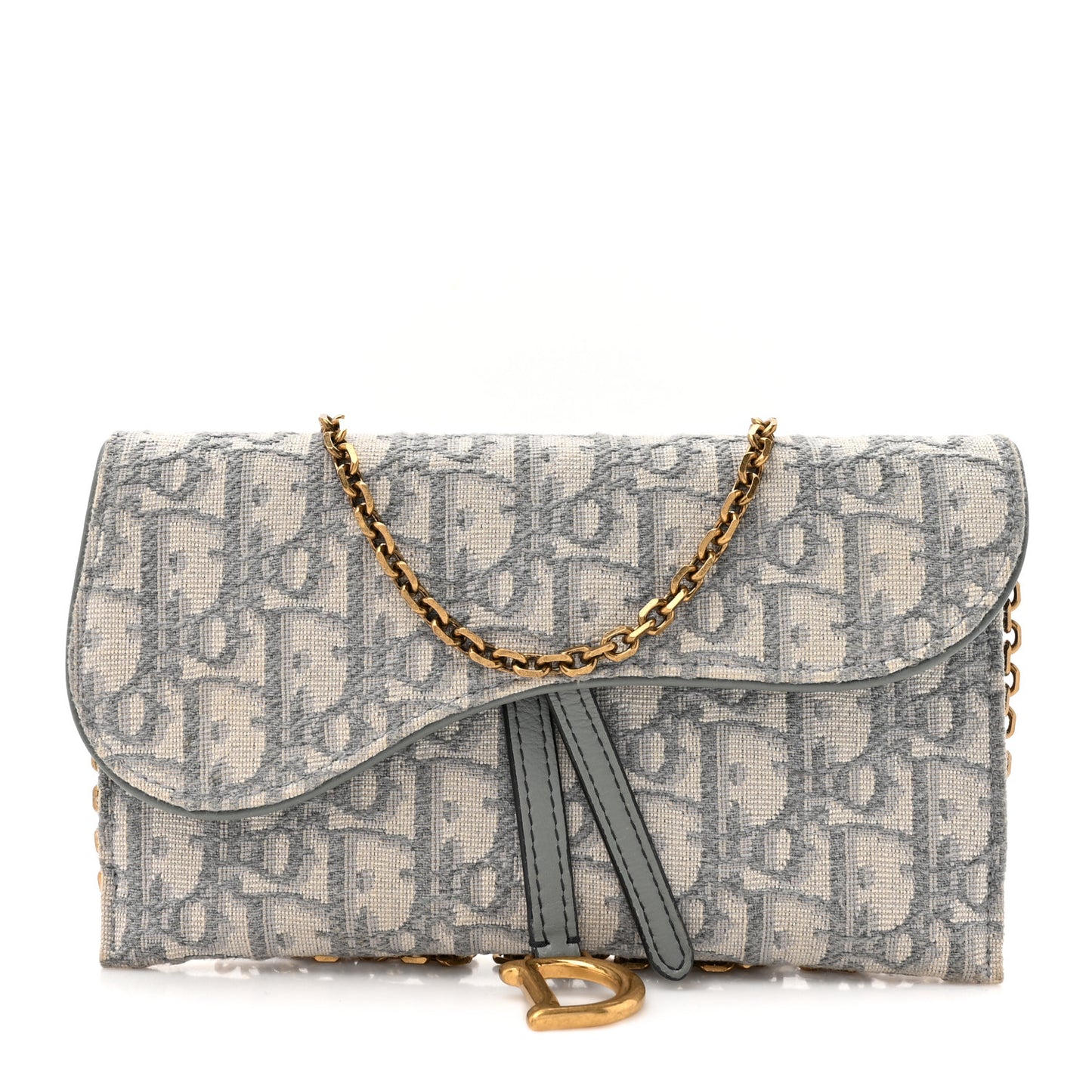 Oblique Saddle Chain Long Wallet Grey