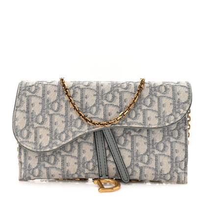 Christian Dior Oblique Saddle Chain Long Wallet Grey 1 of 12