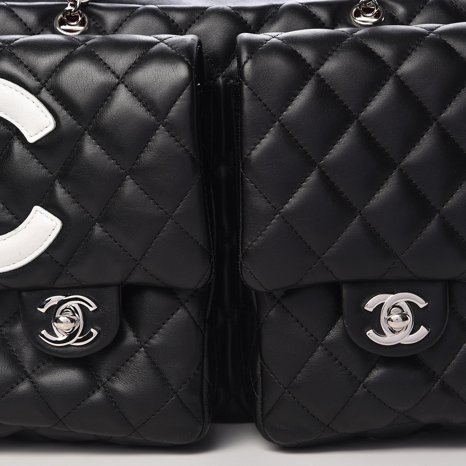 Chanel Calfskin Quilted Large Cambon Multipocket Reporter Black White 11 of 11
